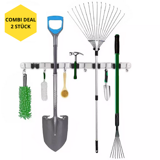 SODEAL PROMO: 2 Besenhalter aus Edelstahl schwarz 60cm - 5 Halter 6 Haken